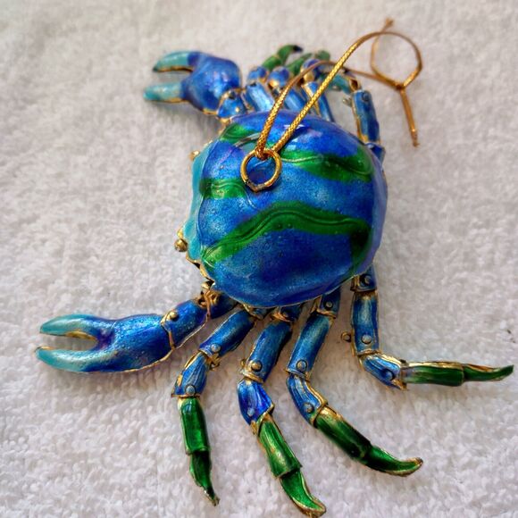 Cloisonne coastal crab ornament, Nautical Luxuries? not signed, 4 1/2" - Picture 3 of 7